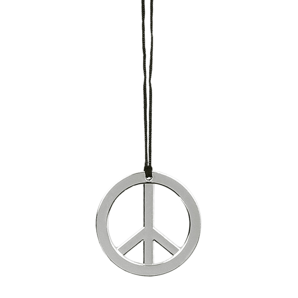 Set Hippie John (hoofdband, partybril, pruik en ketting)