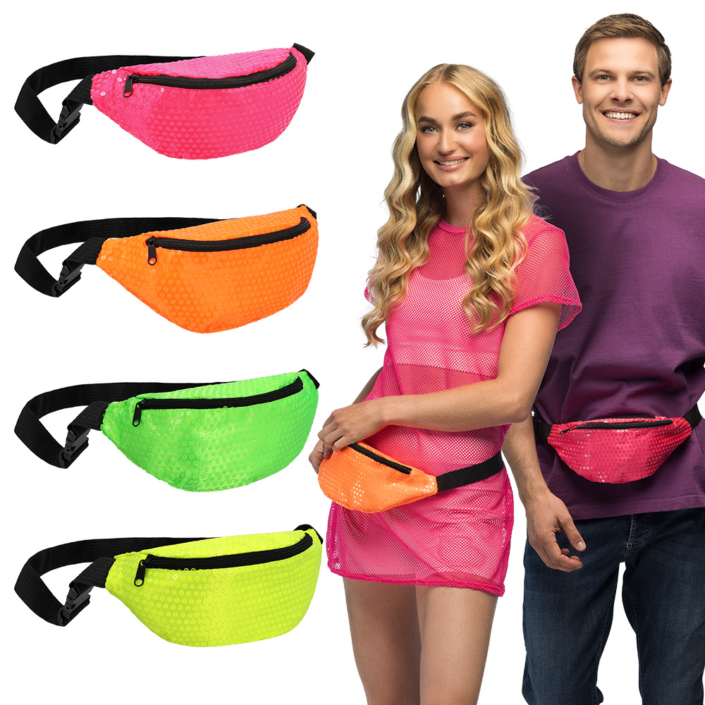 Heuptasje Sequins 4 neonkleuren ass.UV