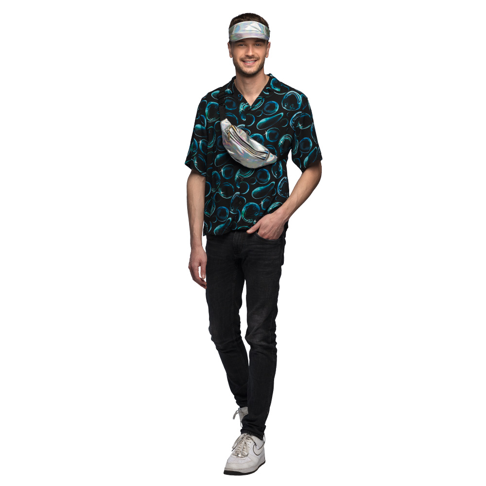 Set Holo festival zilver (zonneklep en heuptasje)