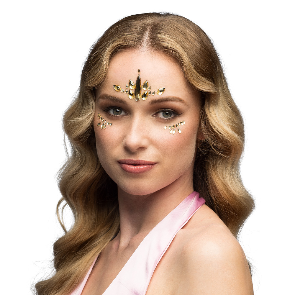 Gezichtsjuwelen plaksteentjes Arista 3 kleuren ass.