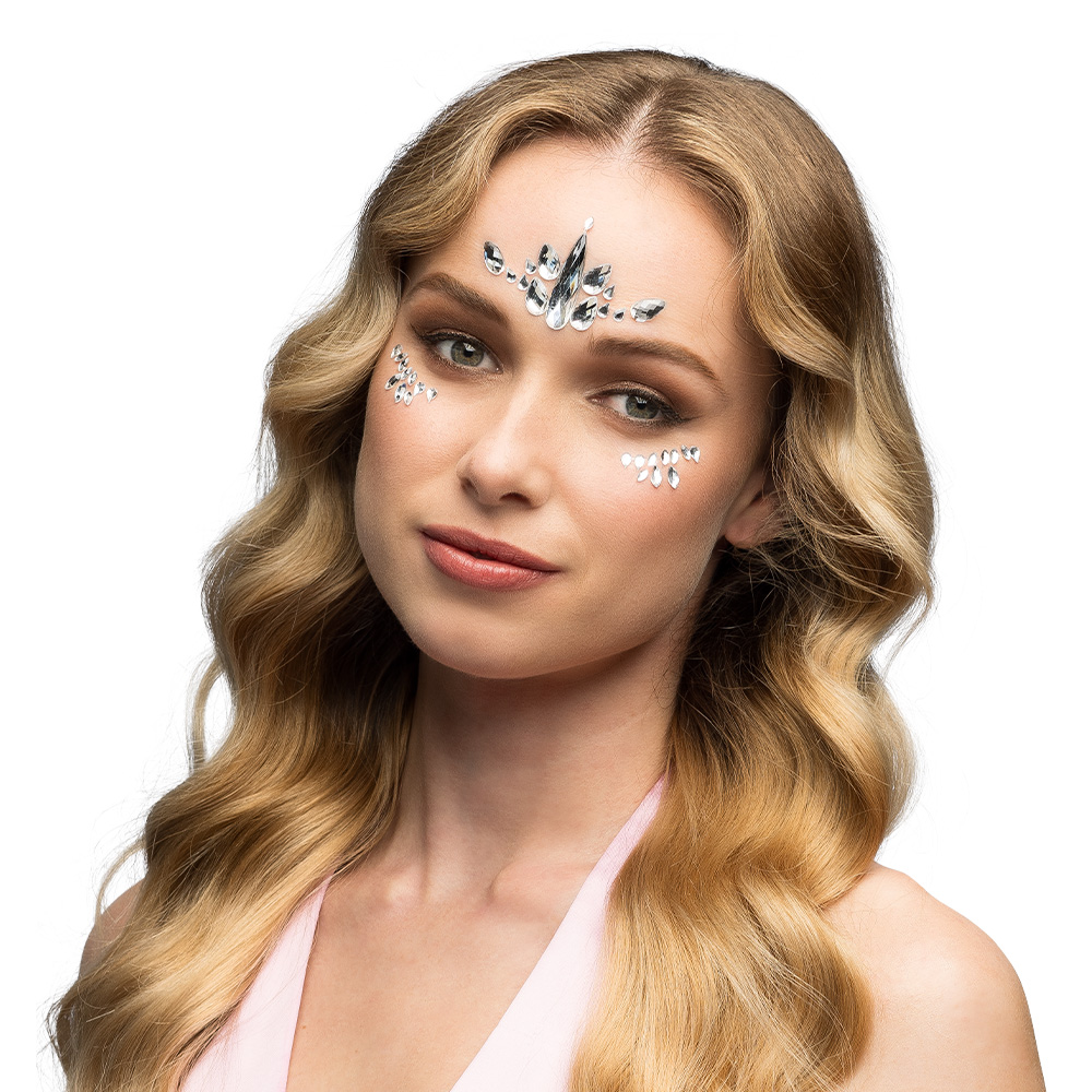 Gezichtsjuwelen plaksteentjes Arista 3 kleuren ass.