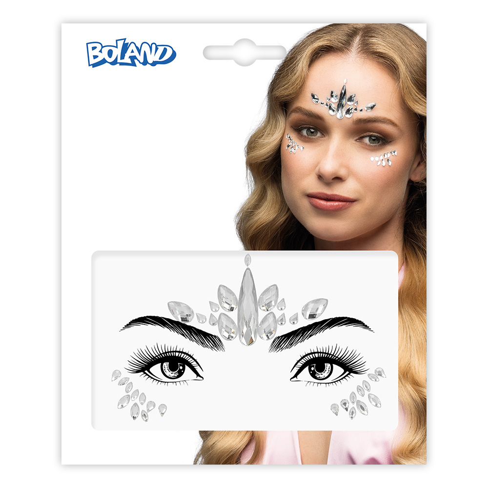 Gezichtsjuwelen plaksteentjes Arista 3 kleuren ass.