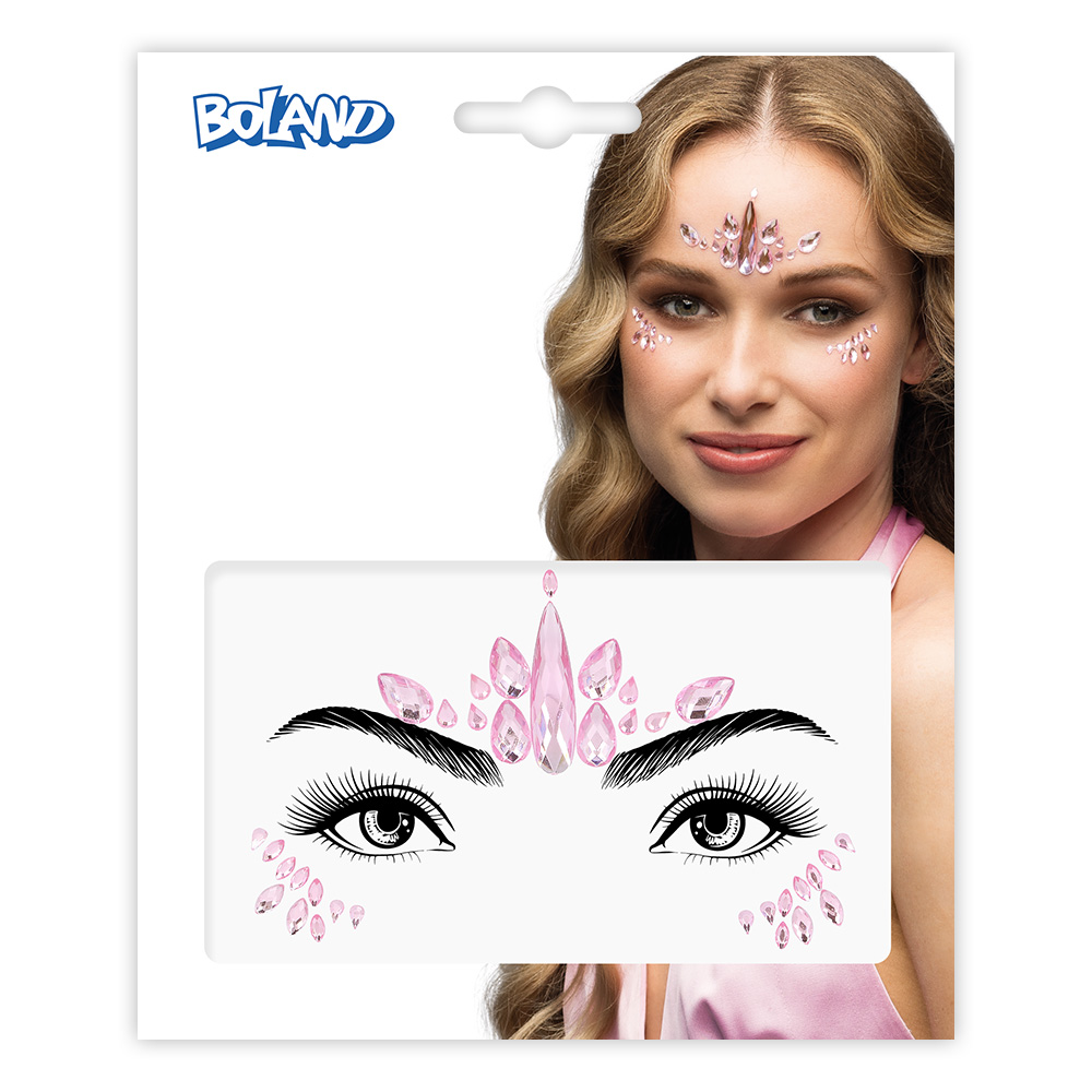 Gezichtsjuwelen plaksteentjes Arista 3 kleuren ass.