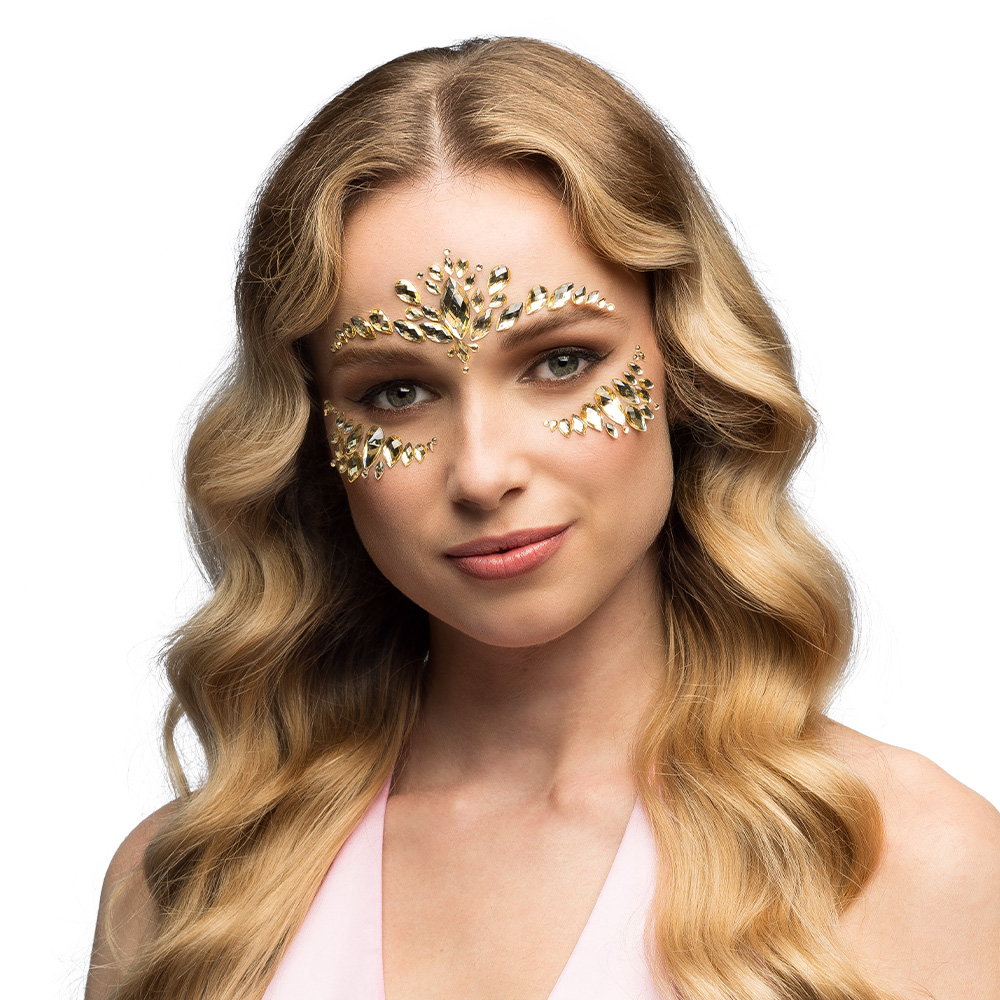 Gezichtsjuwelen plaksteentjes Cordelia 3 kleuren ass.