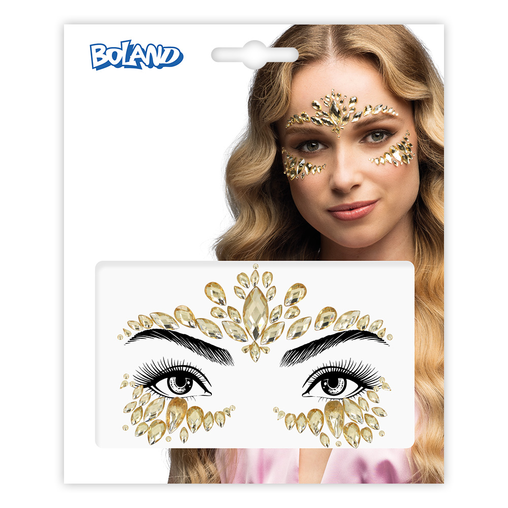 Gezichtsjuwelen plaksteentjes Cordelia 3 kleuren ass.