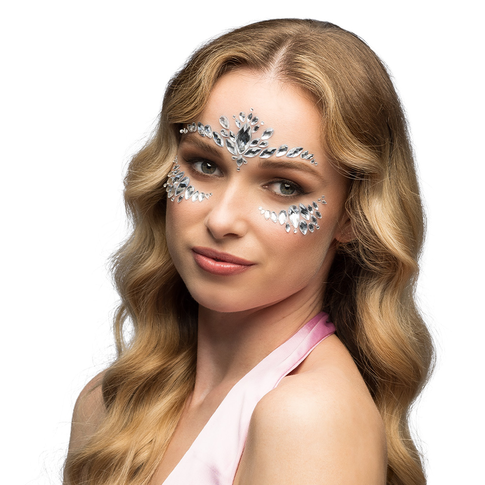 Gezichtsjuwelen plaksteentjes Cordelia 3 kleuren ass.