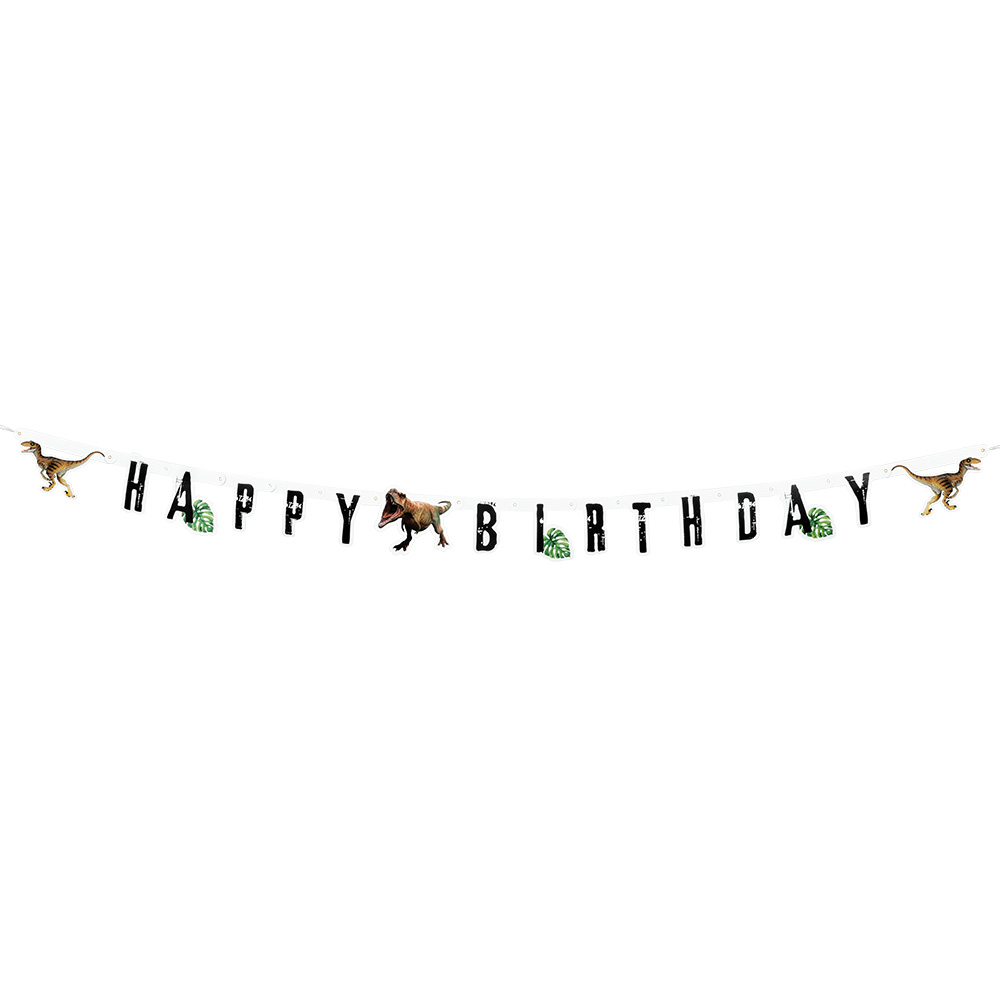Kartonnen letterslinger T-Rex 'Happy birthday' (2,05 m)