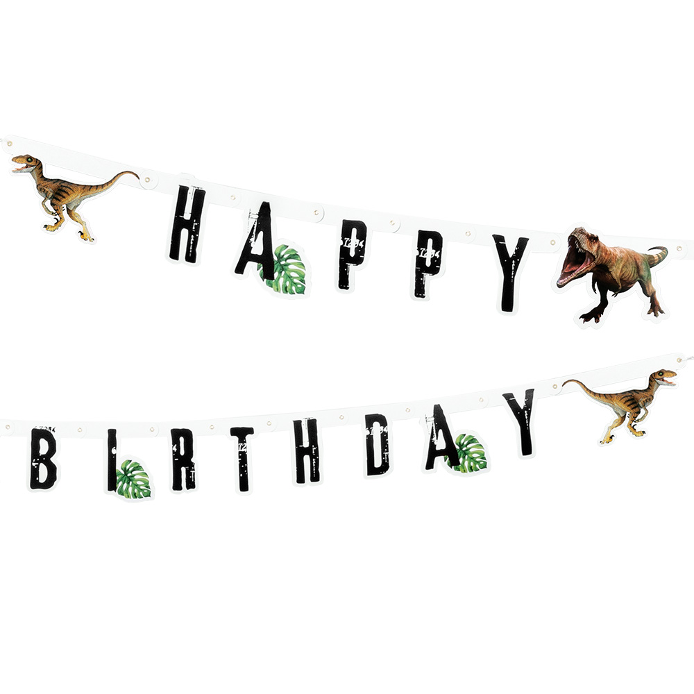 Kartonnen letterslinger T-Rex 'Happy birthday' (2,05 m)