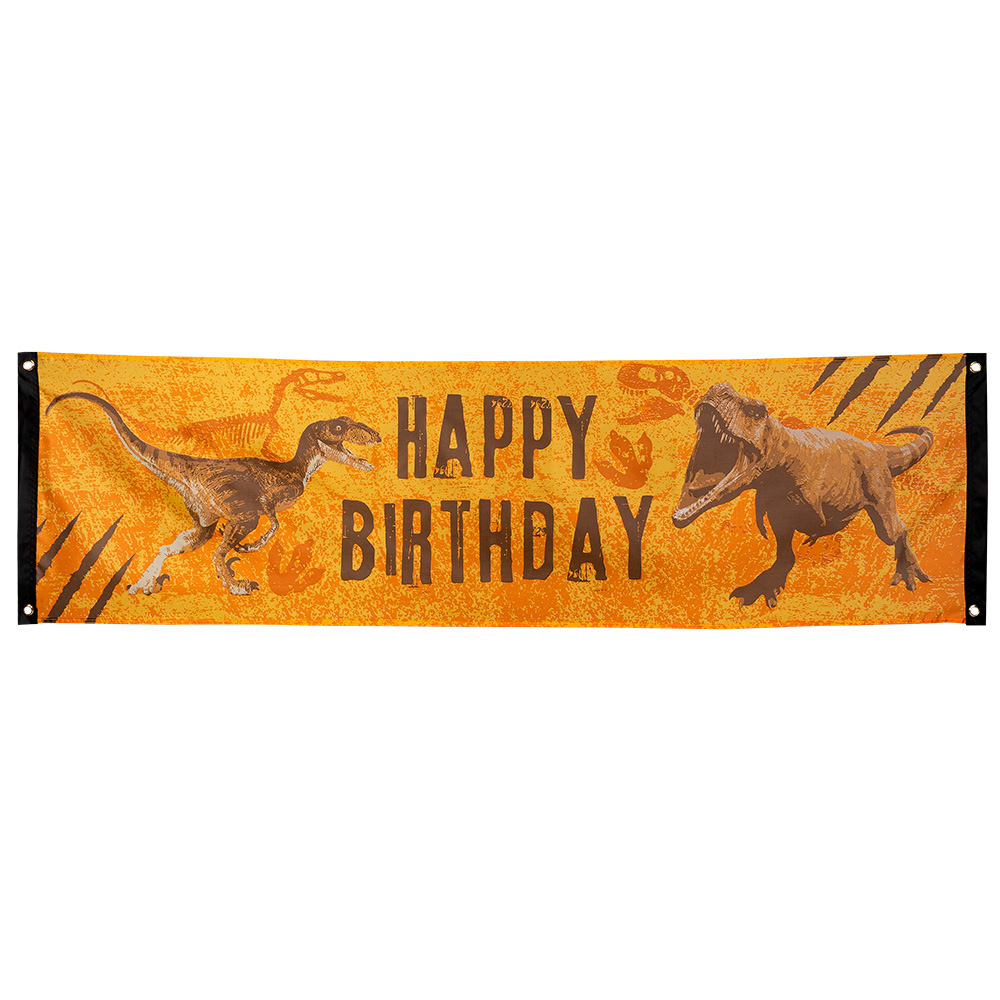 Polyester banner T-Rex 'Happy birthday' (50x180 cm)