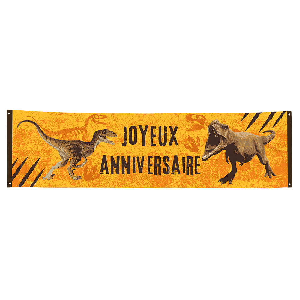 Polyester banner T-Rex 'Joyeux Anniversaire' (50x180 cm)