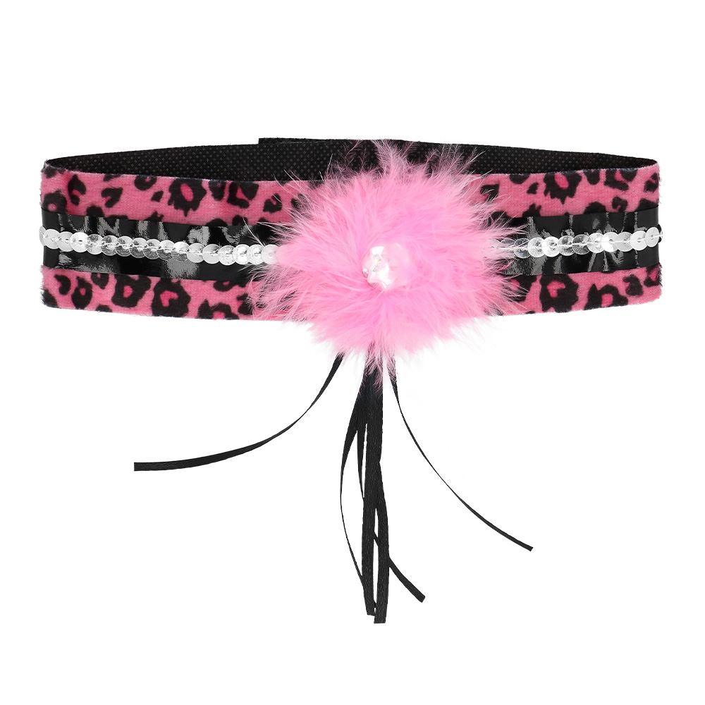 Set Pink leopard (Diadeem, choker, 2 armbanden, staart)