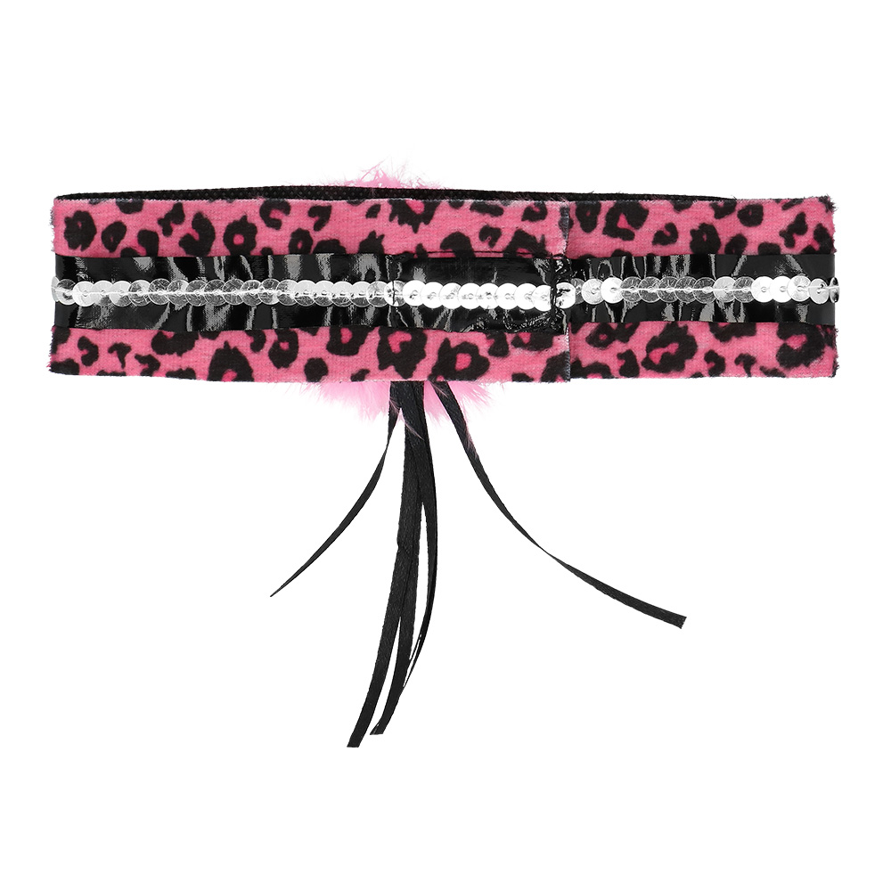 Set Pink leopard (Diadeem, choker, 2 armbanden, staart)