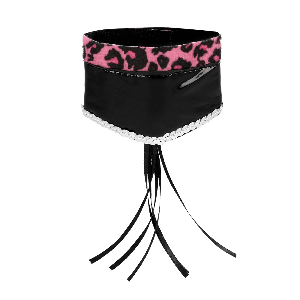 Set Pink leopard (Diadeem, choker, 2 armbanden, staart)