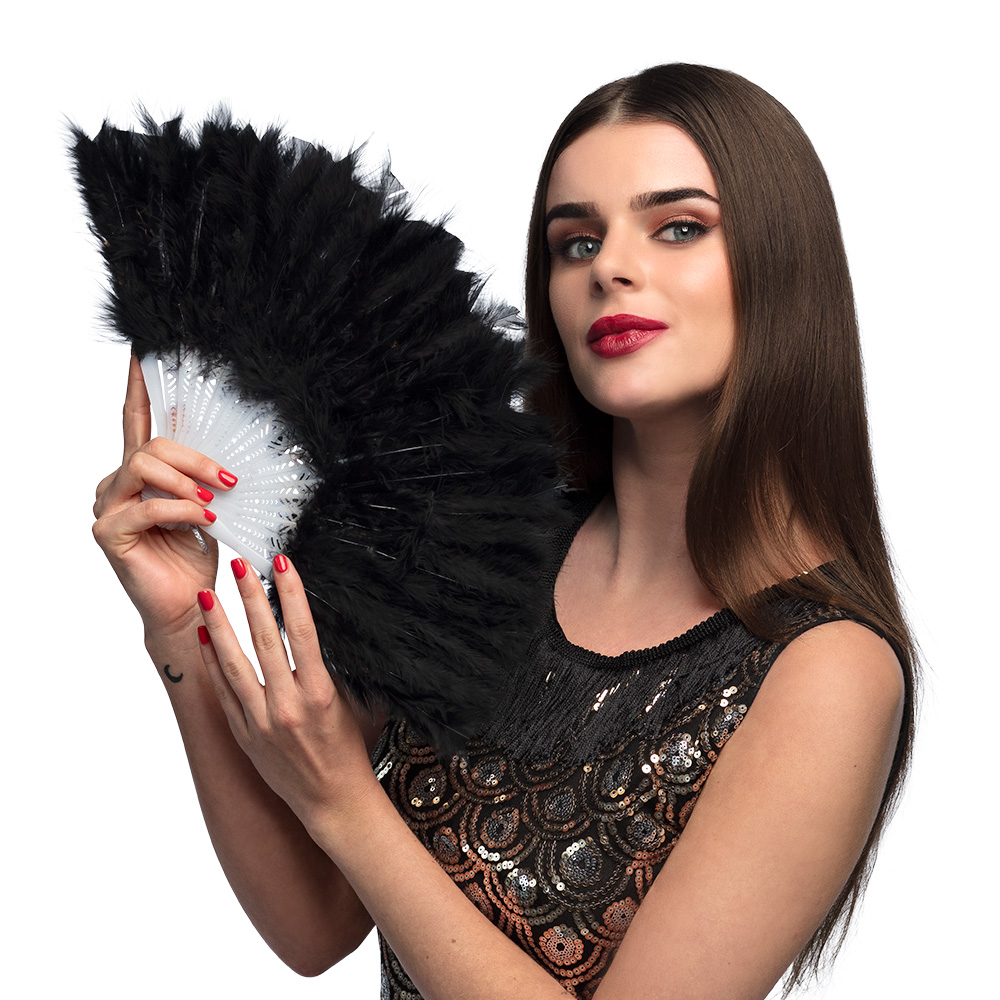 Waaier Flapper zwart (23 cm)