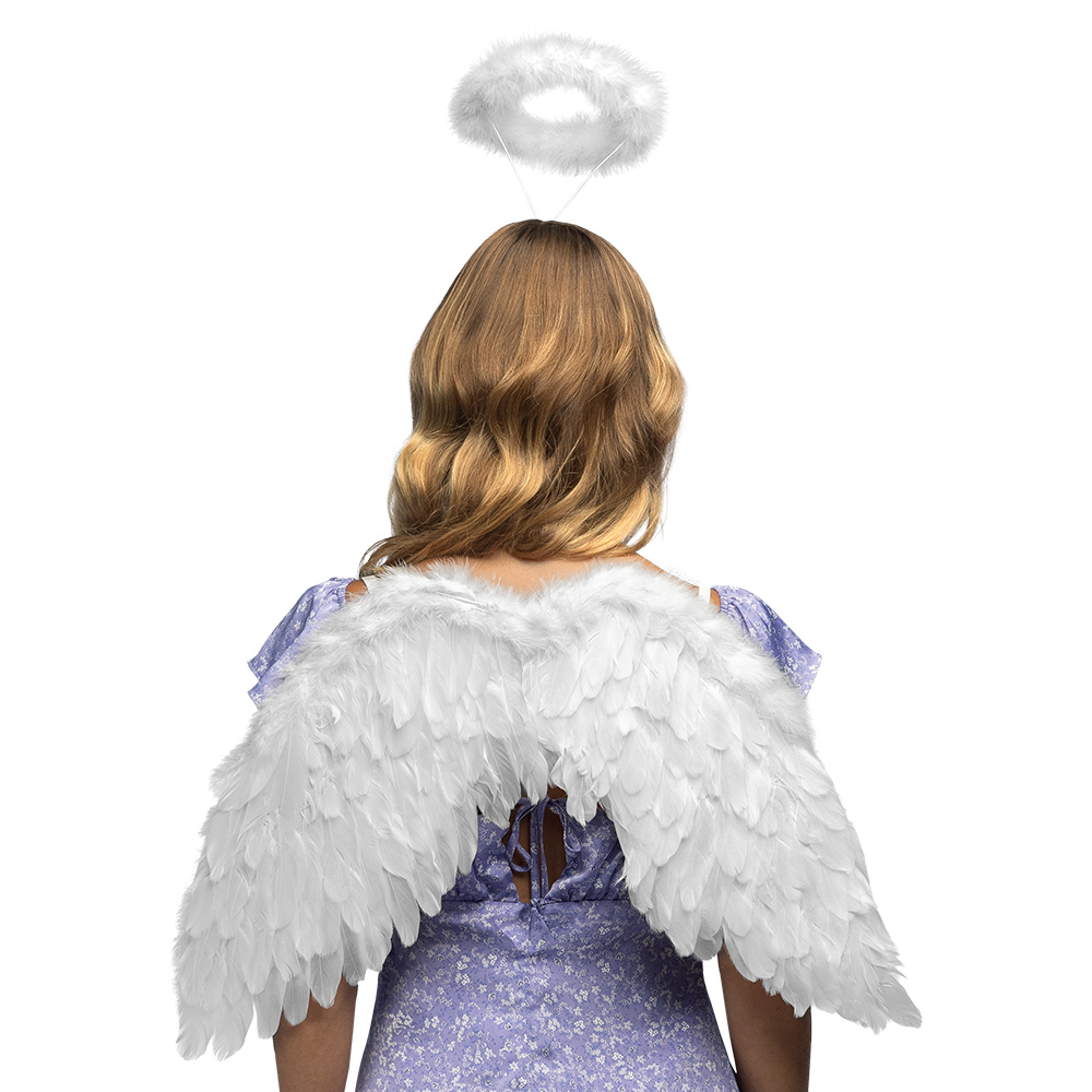 Set Engel wit (diadeem halo en vleugels)