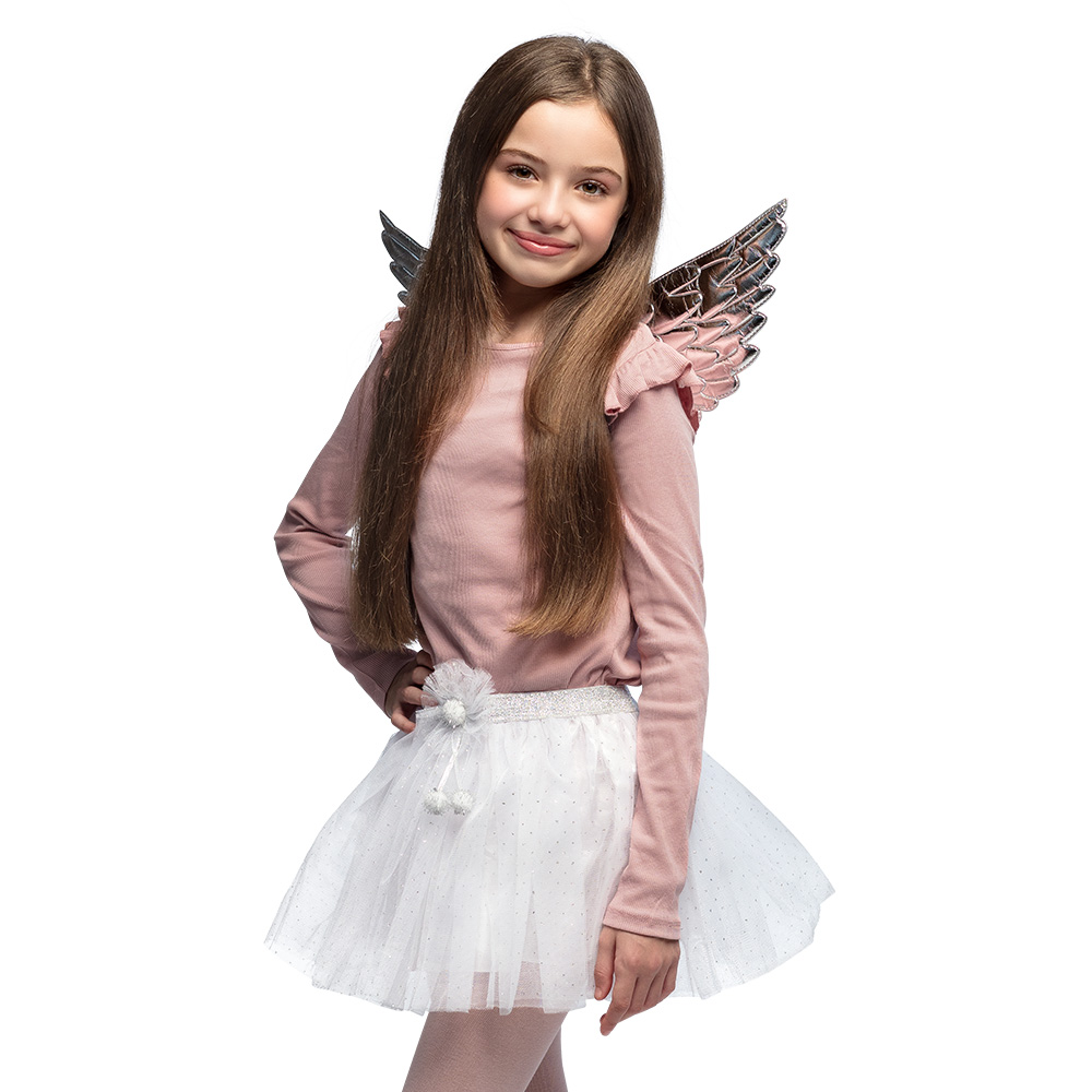 Set Engel kind zilver (vleugels en tutu)