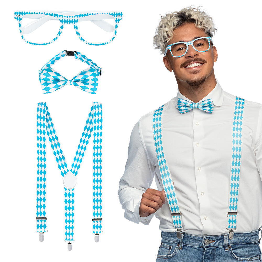 Set Bavaria (partybril, vlinderstrik en bretels)