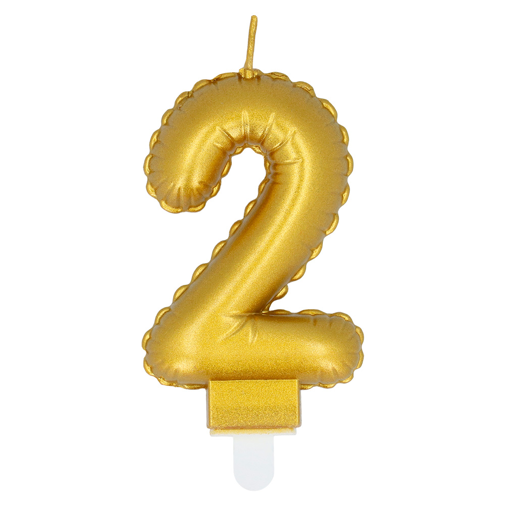 Kaarsje cijfer '2' goud met houder