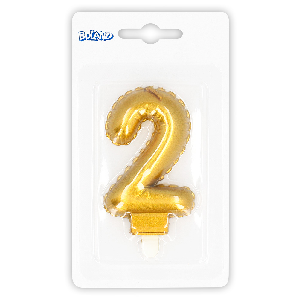 Kaarsje cijfer '2' goud met houder
