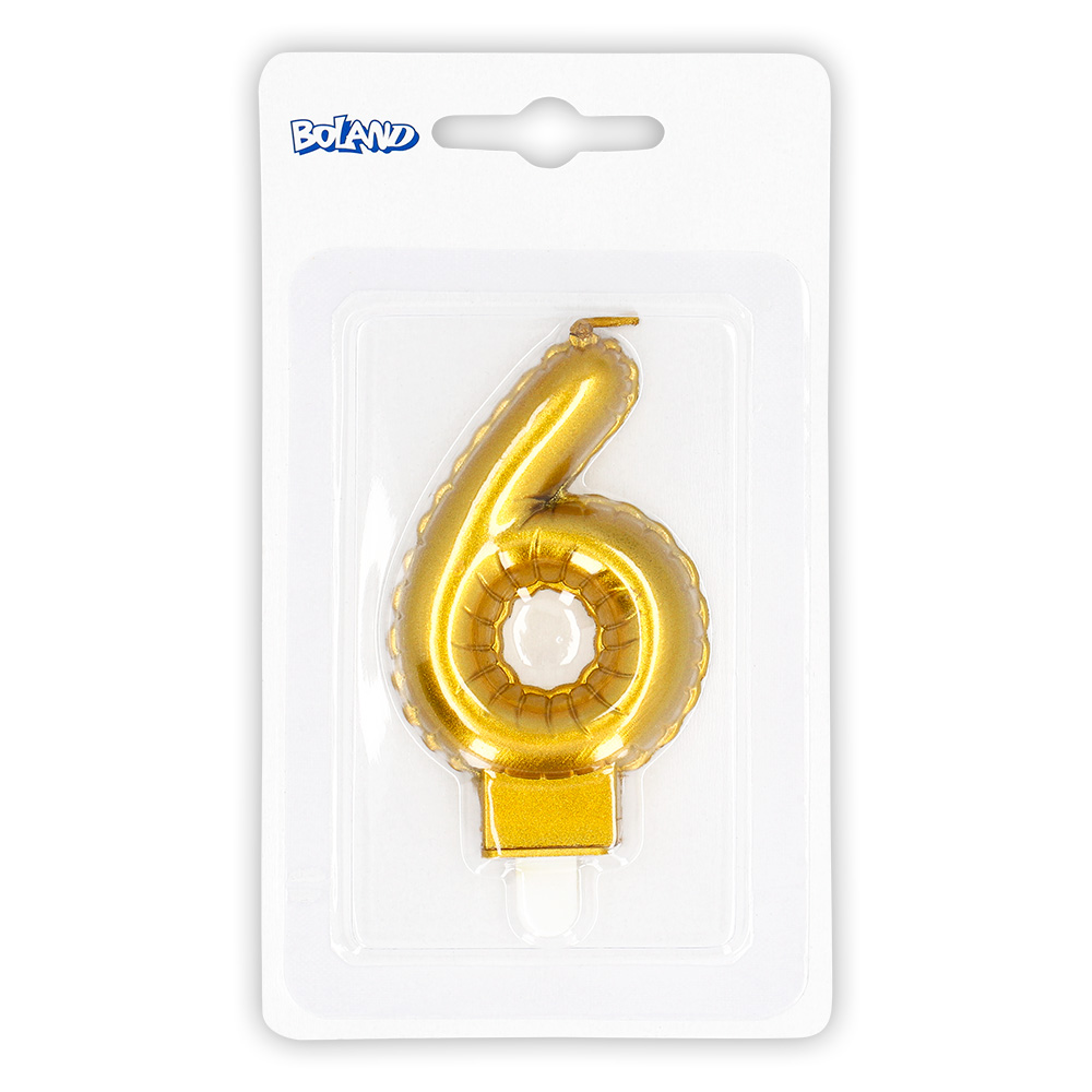Kaarsje cijfer '6' goud met houder