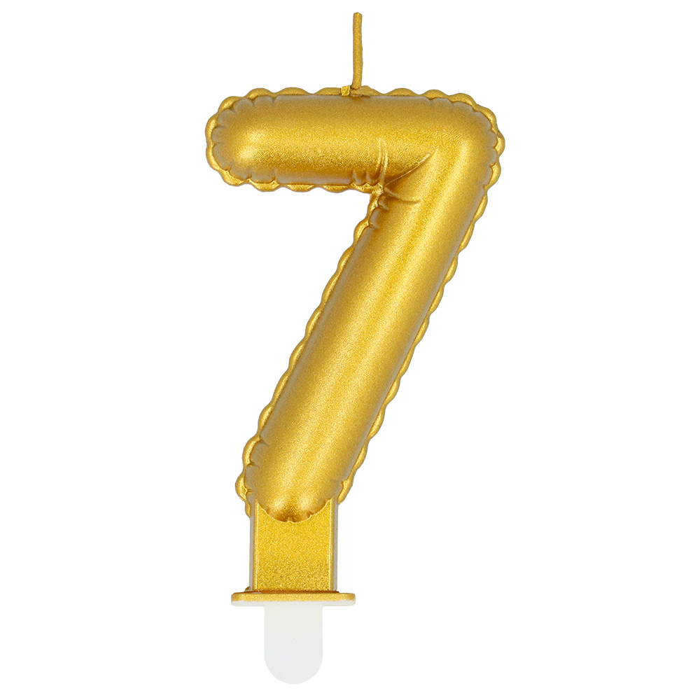 Kaarsje cijfer '7' goud met houder
