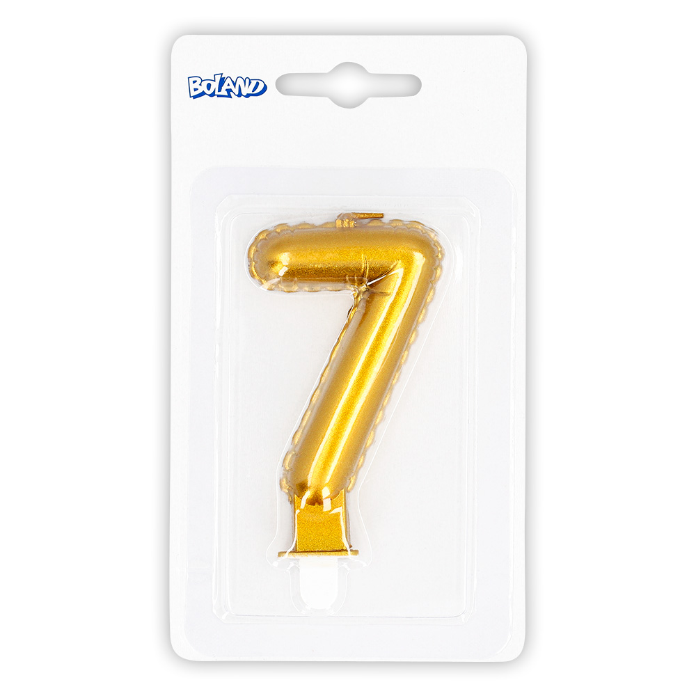 Kaarsje cijfer '7' goud met houder