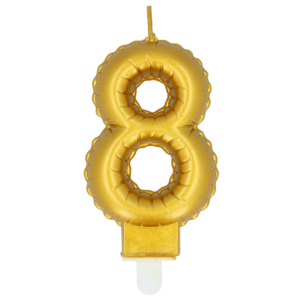 Kaarsje cijfer '8' goud met houder