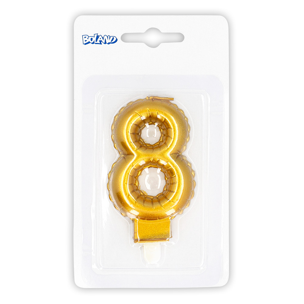 Kaarsje cijfer '8' goud met houder