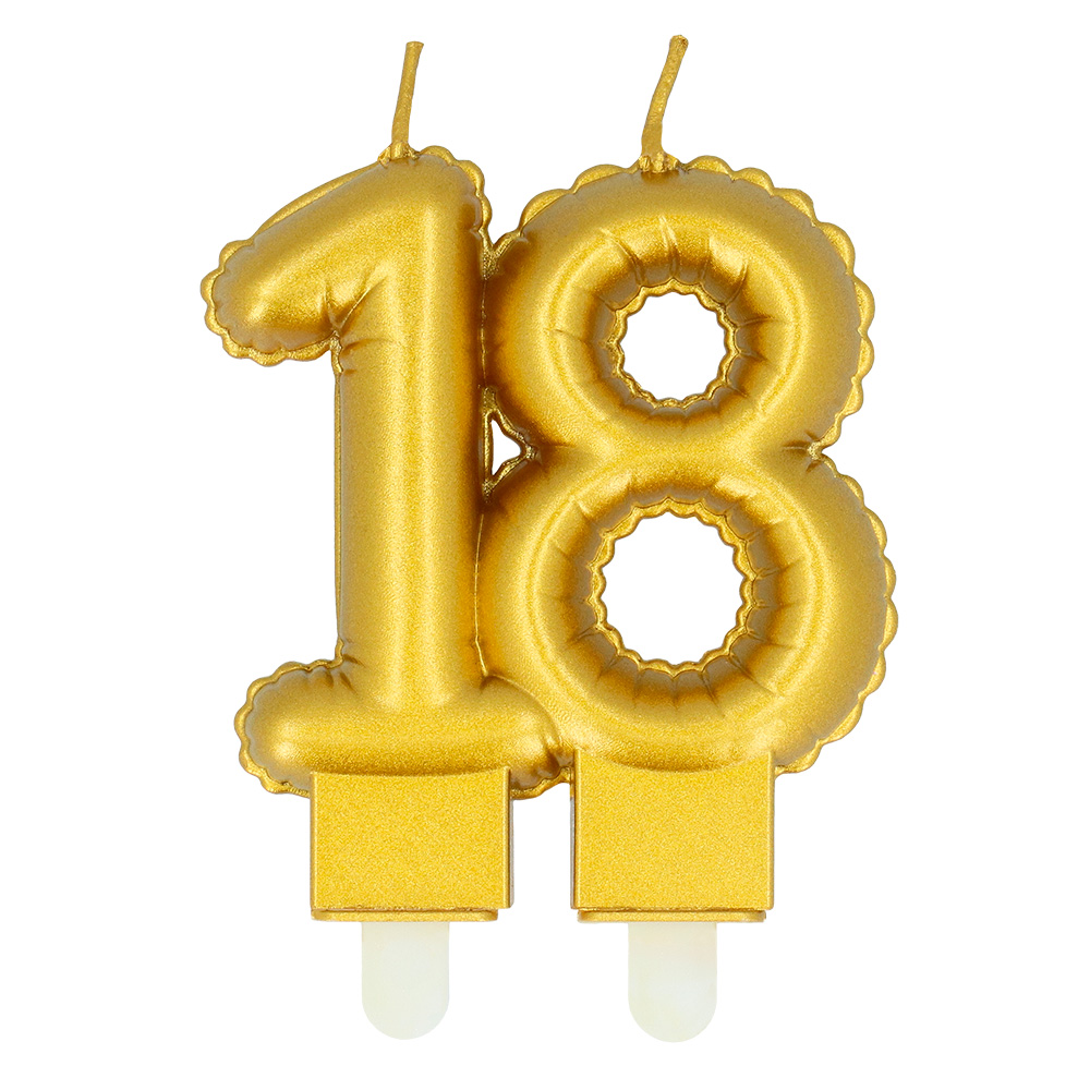 Kaarsje cijfer '18' goud met houder