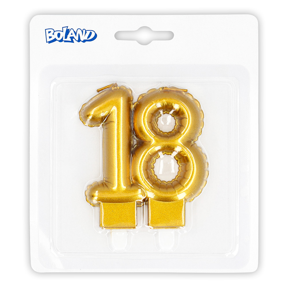 Kaarsje cijfer '18' goud met houder