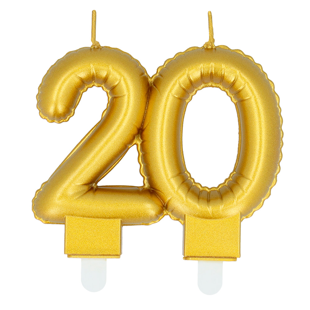 Kaarsje cijfer '20' goud met houder