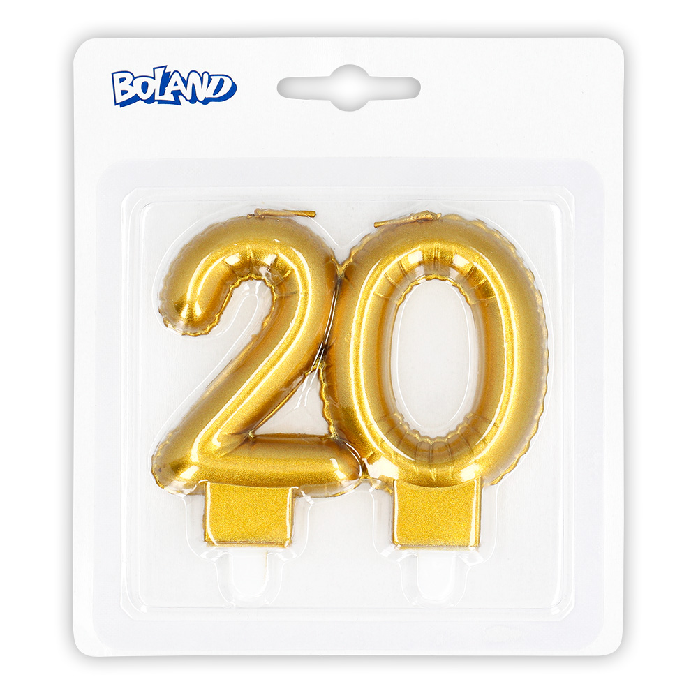 Kaarsje cijfer '20' goud met houder