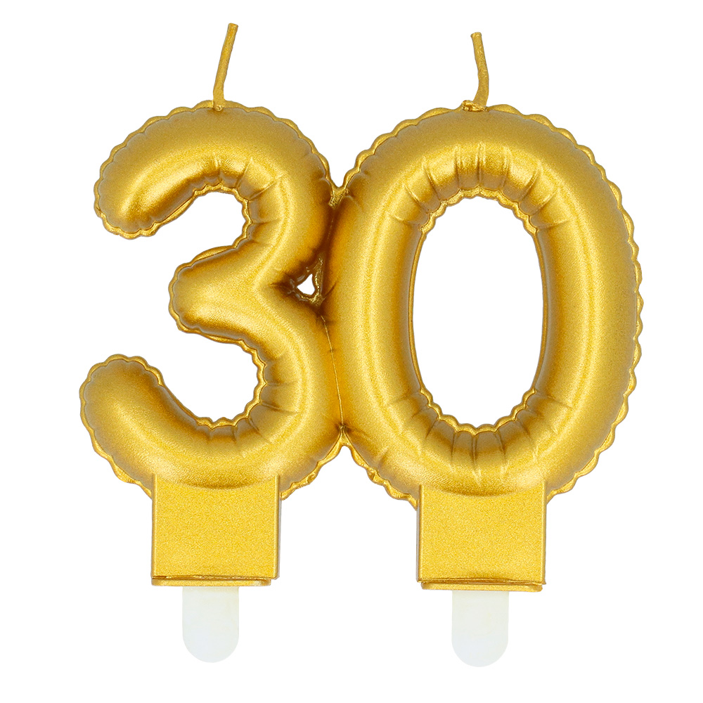 Kaarsje cijfer '30' goud met houder