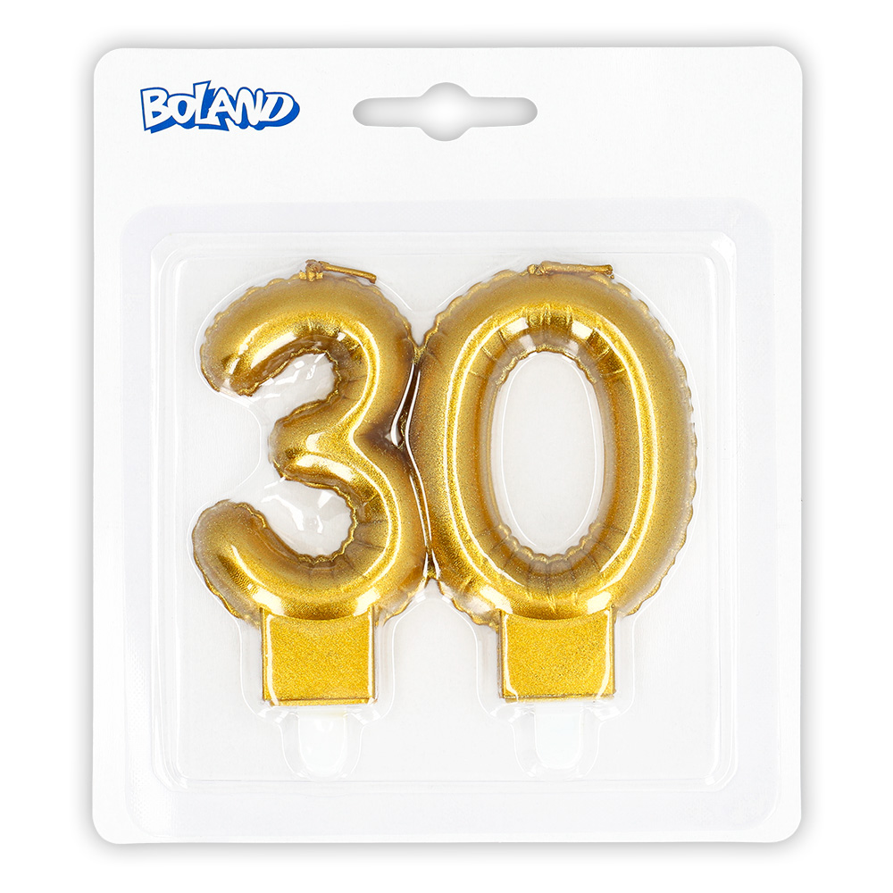 Kaarsje cijfer '30' goud met houder