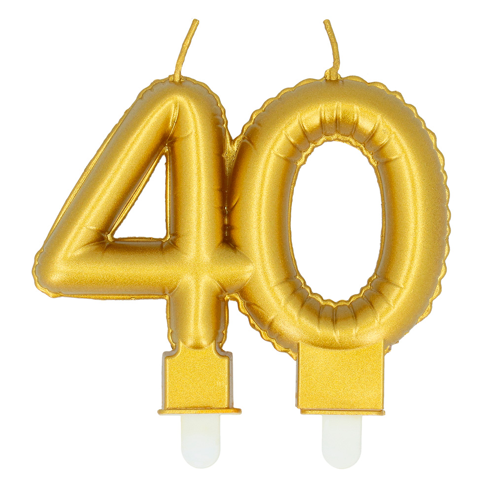 Kaarsje cijfer '40' goud met houder