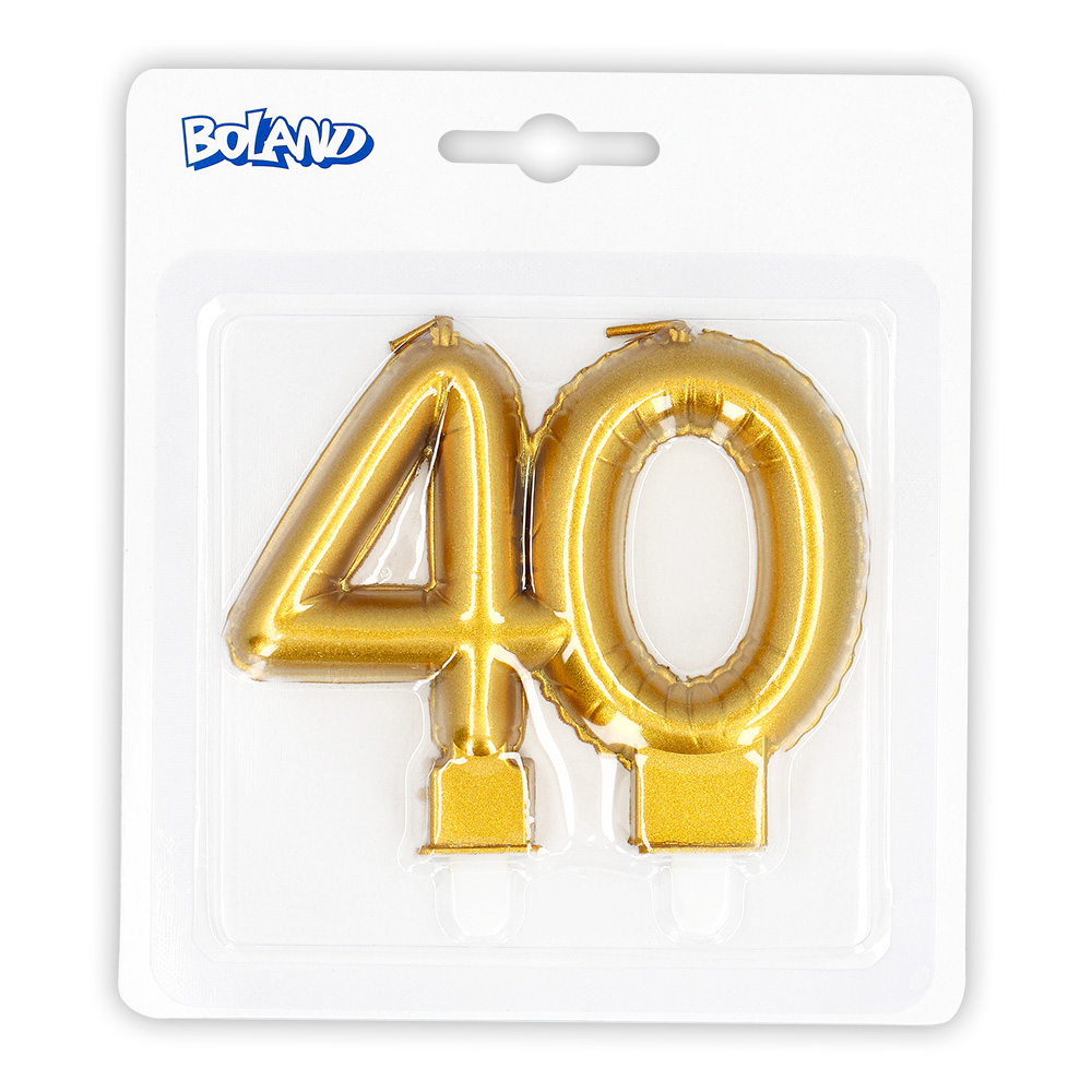 Kaarsje cijfer '40' goud met houder