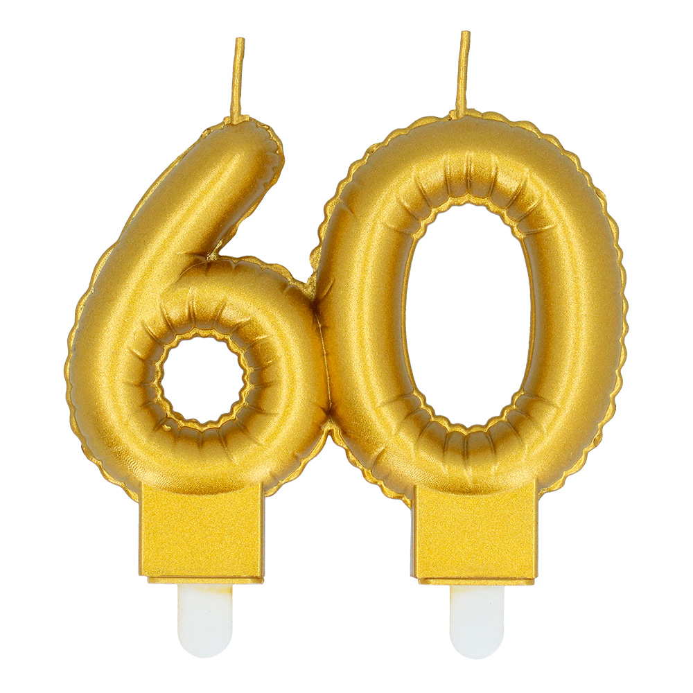 Kaarsje cijfer '60' goud met houder