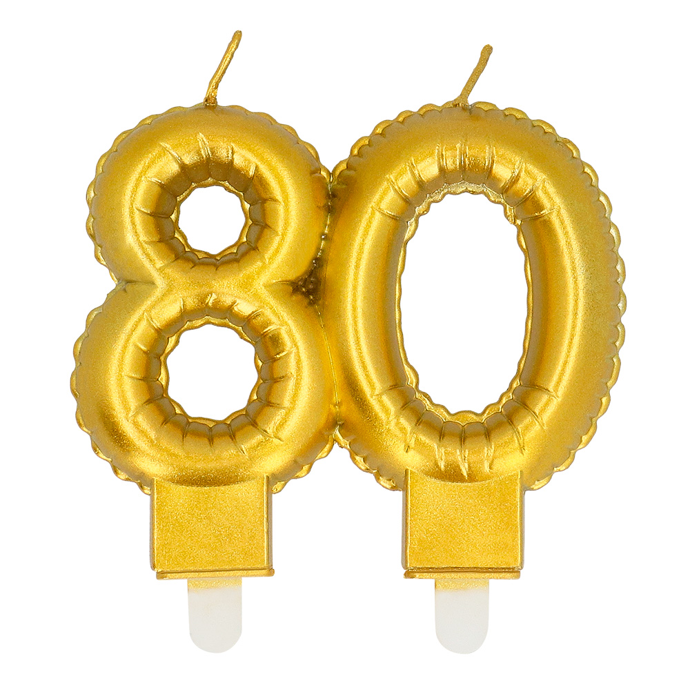 Kaarsje cijfer '80' goud met houder