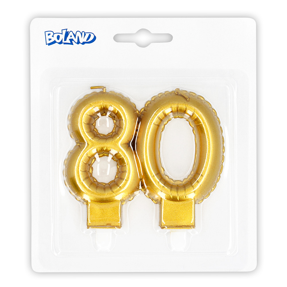 Kaarsje cijfer '80' goud met houder