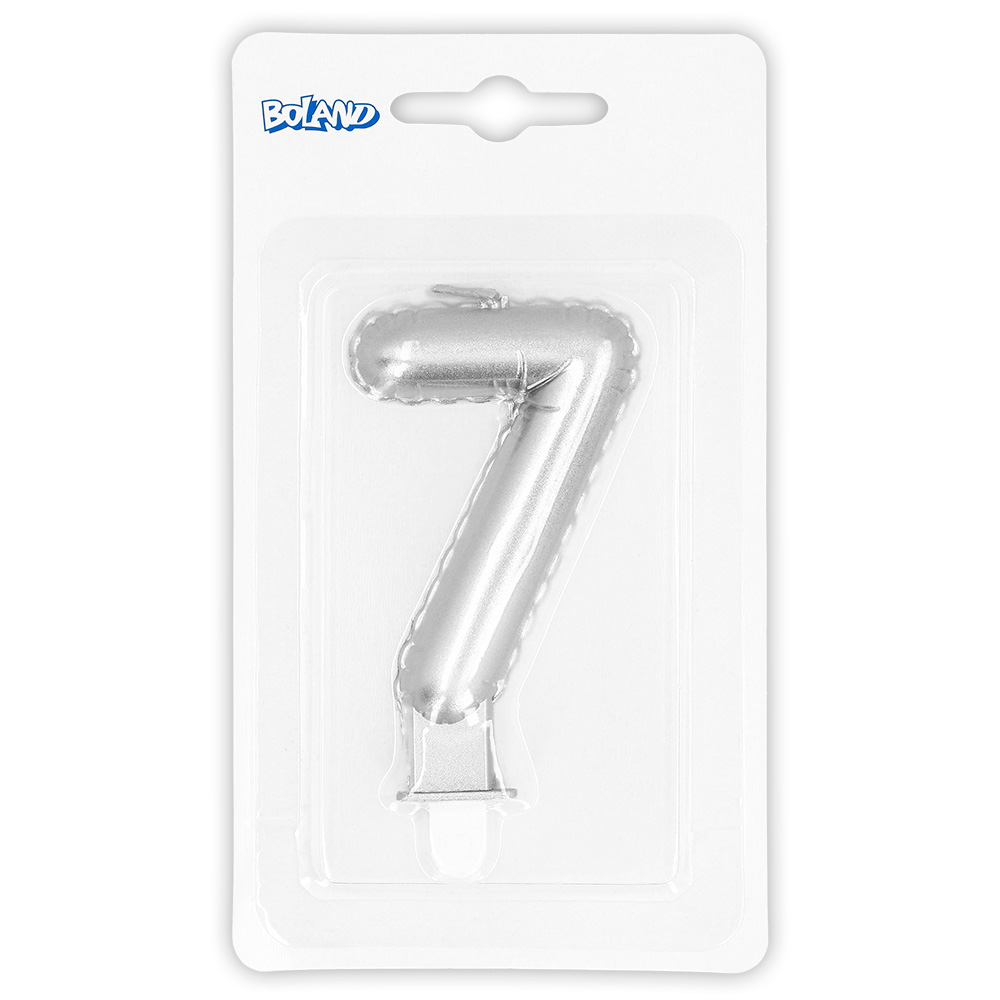 Kaarsje cijfer '7' zilver met houder