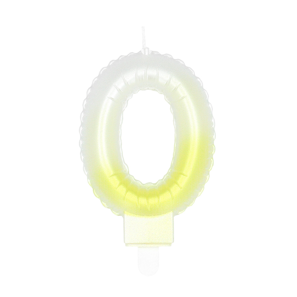 Kaarsje cijfer '0' pastel met houder (4 ass.)