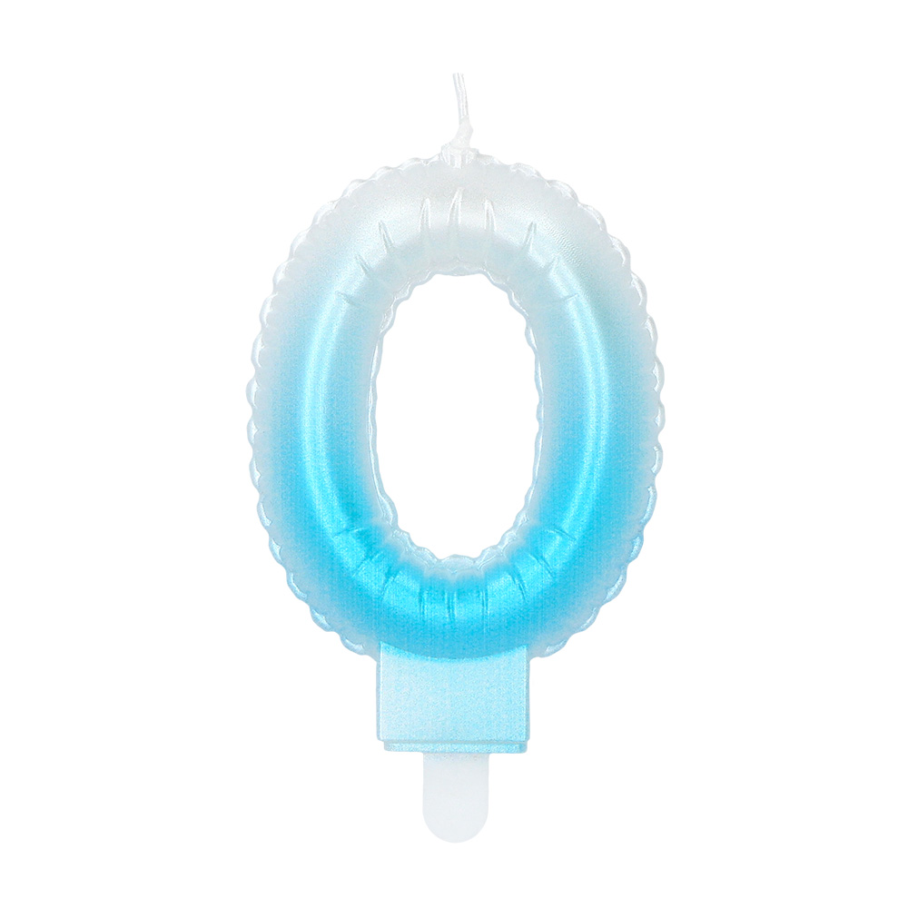 Kaarsje cijfer '0' pastel met houder (4 ass.)