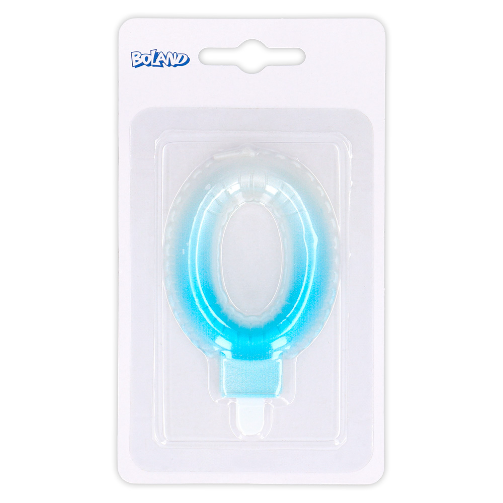 Kaarsje cijfer '0' pastel met houder (4 ass.)