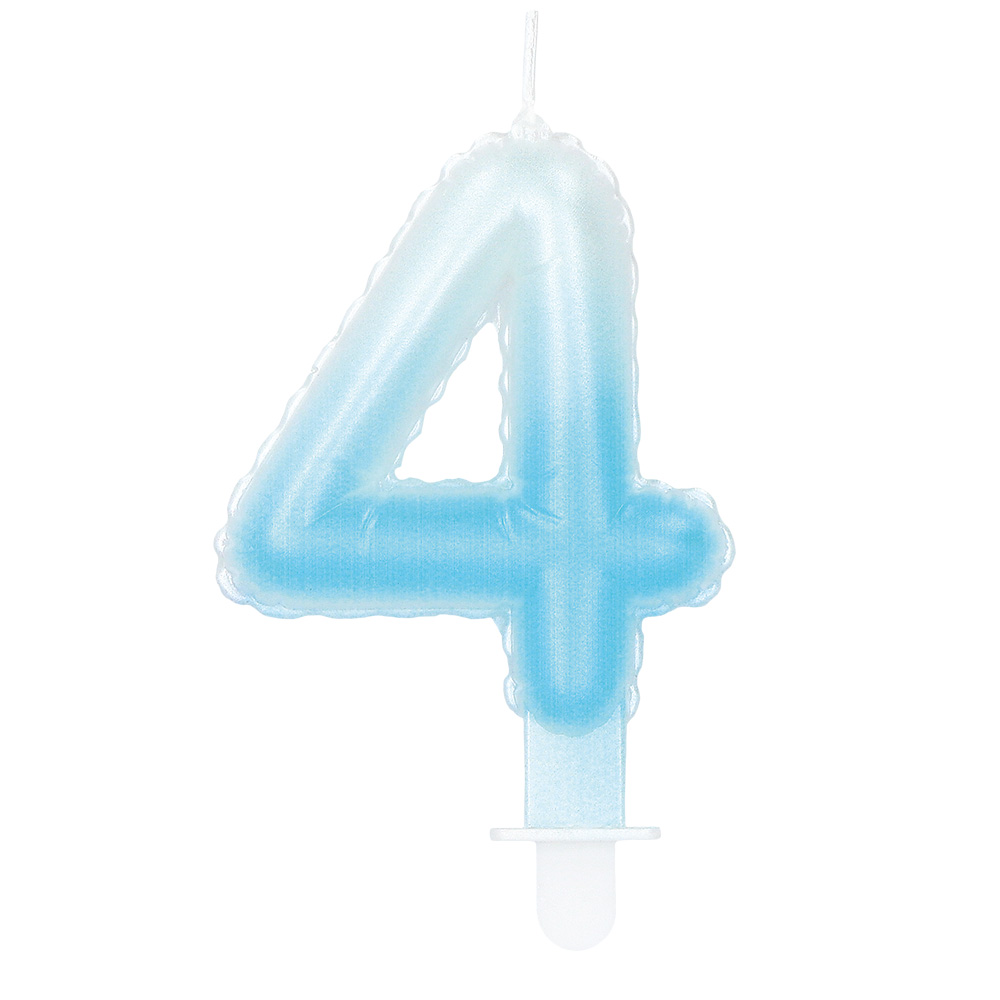 Kaarsje cijfer '4' pastel met houder (4 ass.)