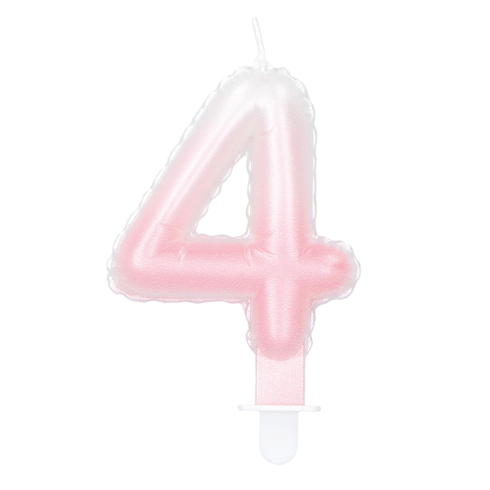 Kaarsje cijfer '4' pastel met houder (4 ass.)