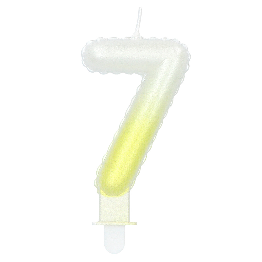Kaarsje cijfer '7' pastel met houder (4 ass.)
