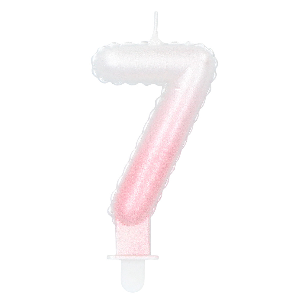 Kaarsje cijfer '7' pastel met houder (4 ass.)
