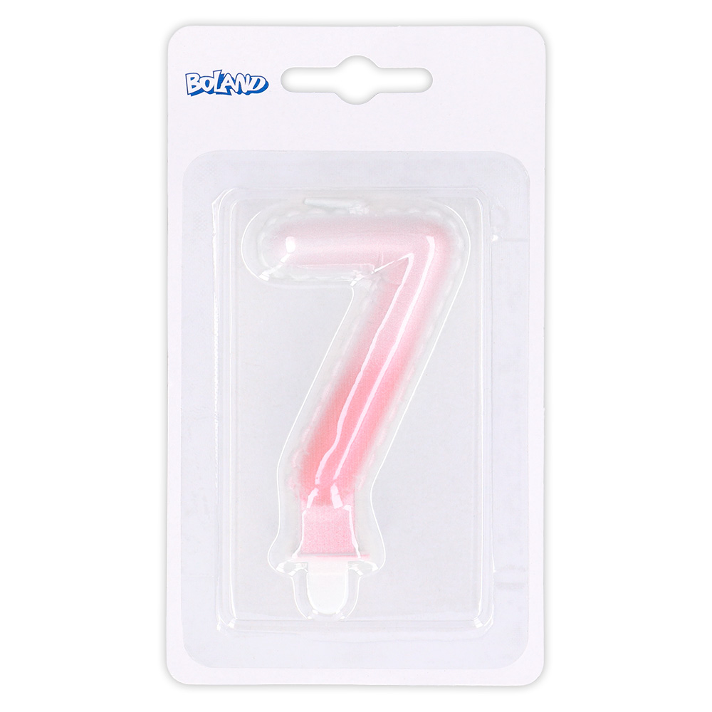 Kaarsje cijfer '7' pastel met houder (4 ass.)