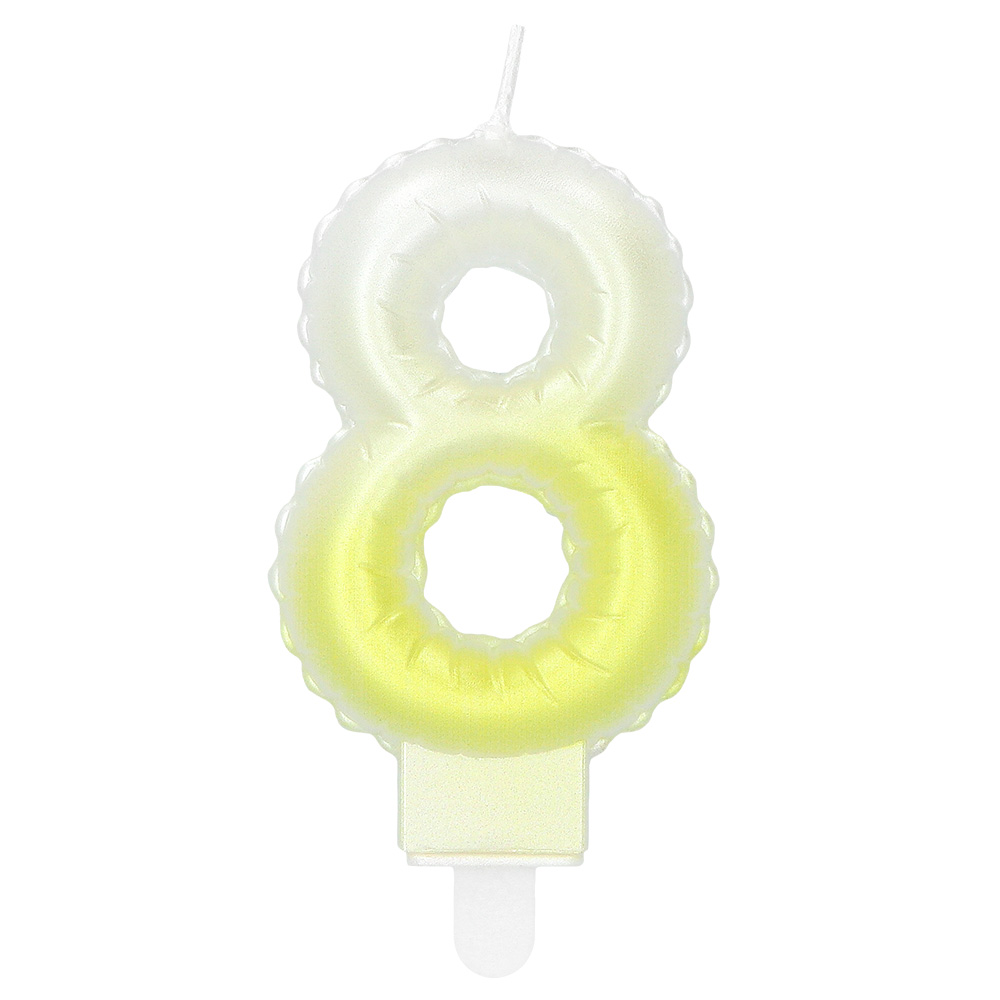 Kaarsje cijfer '8' pastel met houder (4 ass.)