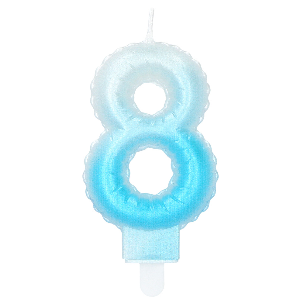 Kaarsje cijfer '8' pastel met houder (4 ass.)